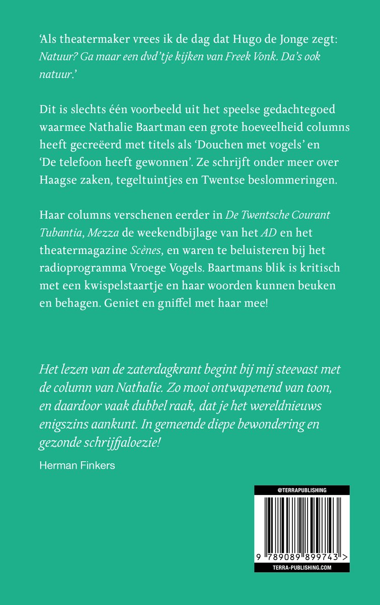Tekst over het boek 'En dat noemen ze dan vooruitgang' van Nathalie Baartman.