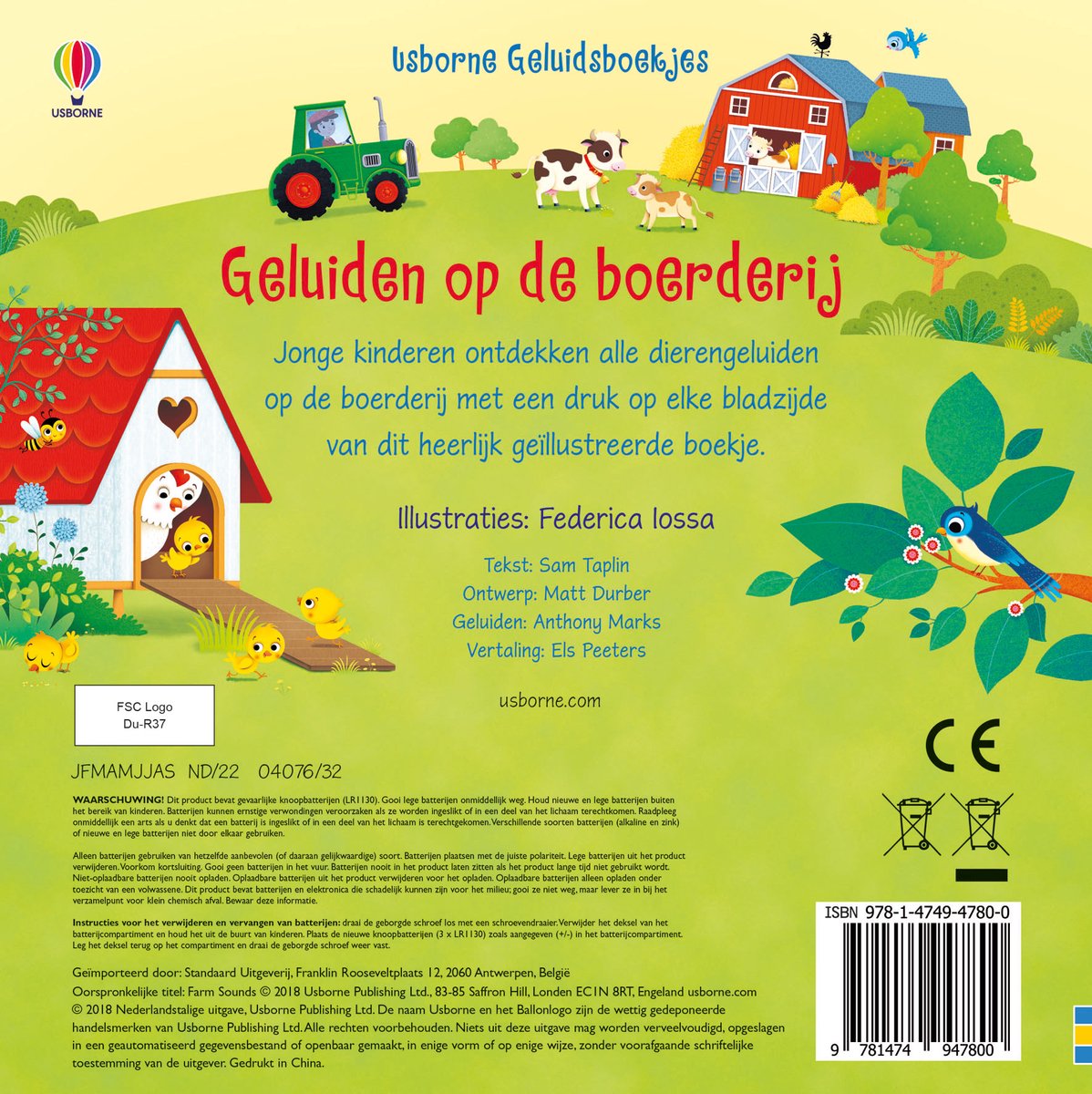 Usborne Geluidsboekjes - Usborne Geluidsboekjes. Geluiden op de boerderij - back cover