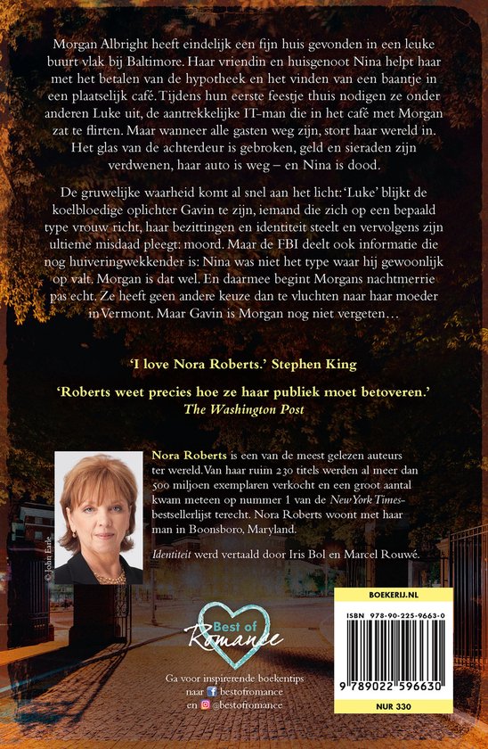 Portret van Nora Roberts, auteur, met donker haar en een blauw vest.