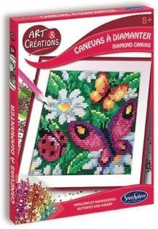 SENTOSPHERE Canevas à diamanter papillon et marguerites - Art et créations pas cher