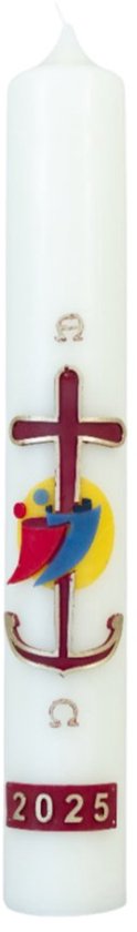 Huispaaskaars 2025 Chi-Rho kruis F30 - Kerkvenster webshop
