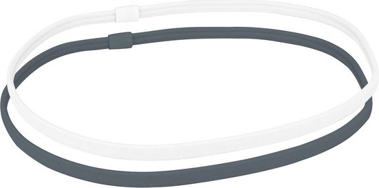 Avento Sporthaarband - Elastiek - 6 mm - 2 Stuks - Wit/Grijs