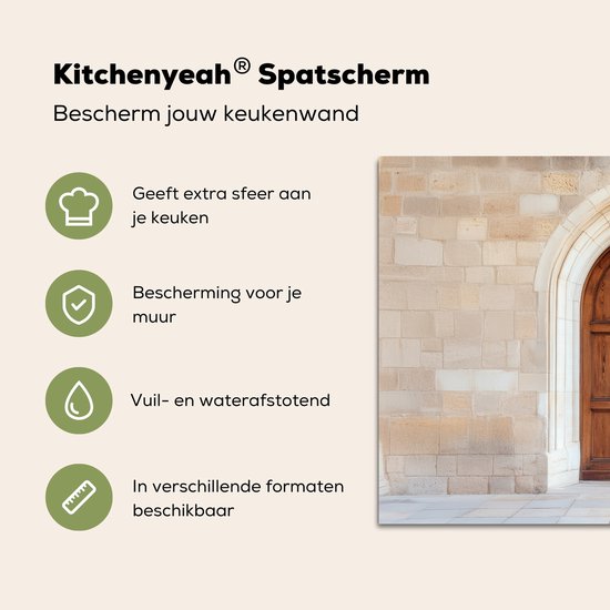 Crédence de Cuisinière en Aluminium 70x50 cm - Bois - Porte - Lanterne - Écran Pare-éclaboussures pour Plaque de Cuisson - Protection Murale