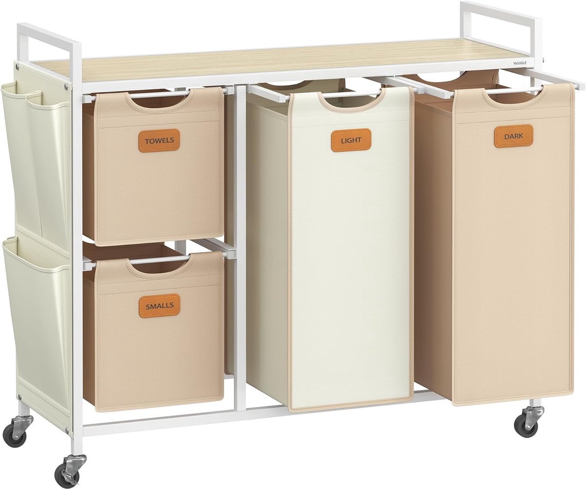 Wassorteerder 4 Vakken - Wasmand - 150L - Natuurlijk