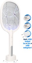 FB947 - Elektrische Vliegenmepper - Vliegenvanger - Vliegenlamp - Insectenlamp - Muggenlamp - Fruitvliegjes vanger - Vangt ook muggen & meer - UV lamp als muggenvanger - Oplaadbaar - USB kabel van 1m + 2m + oplaadblok voor USB