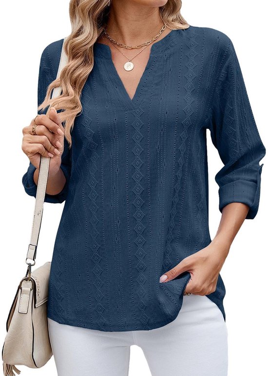 Blouse Dames Zomer T-shirt V Hals Korte Mouw Dames Tops Elegante Dames Blouses Casual Blouse Shirt Tuniek
