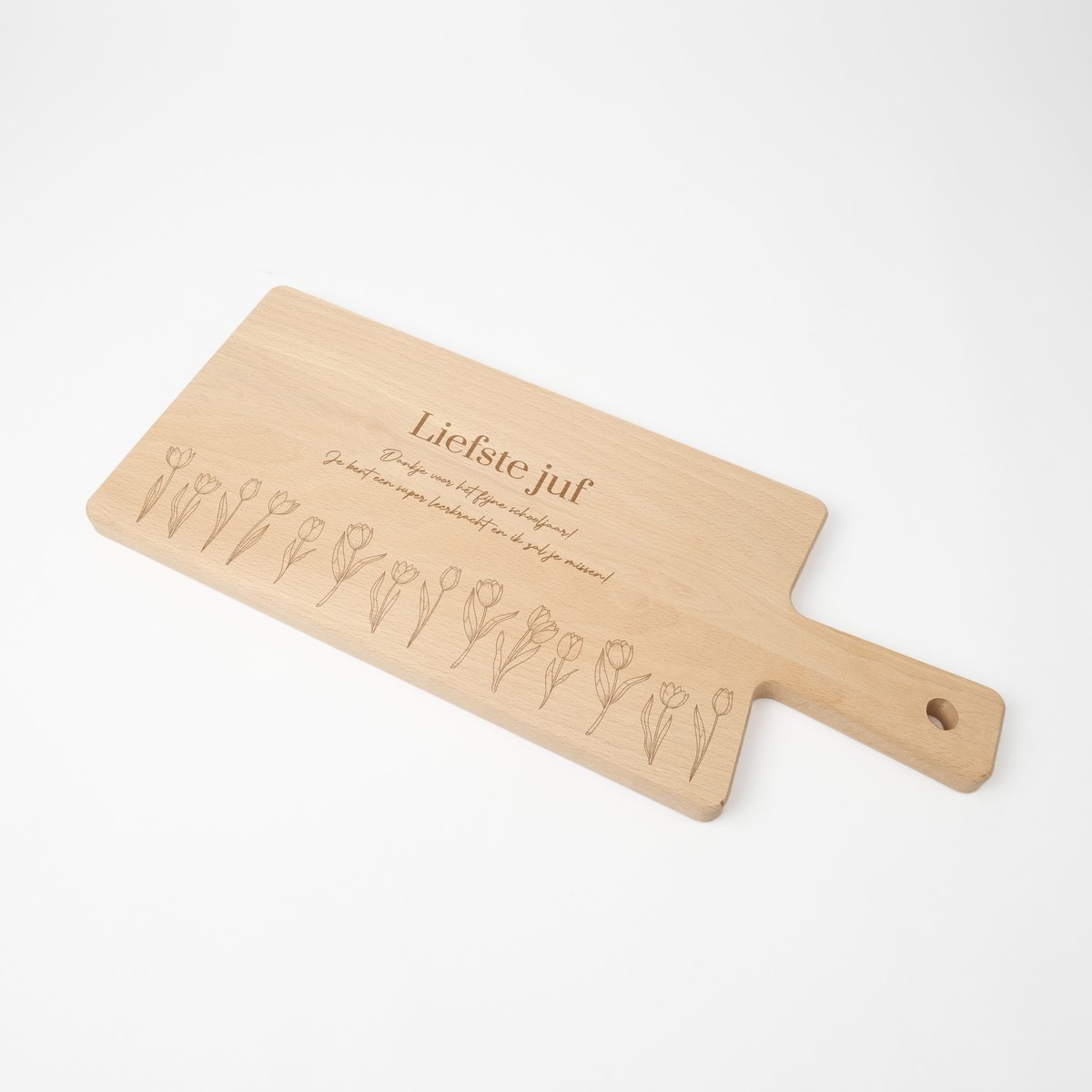 Tapasplankje hout - Serveerplankje - Cadeau juf - Cadeau juf einde schooljaar - Juf bedankt - Tulpen