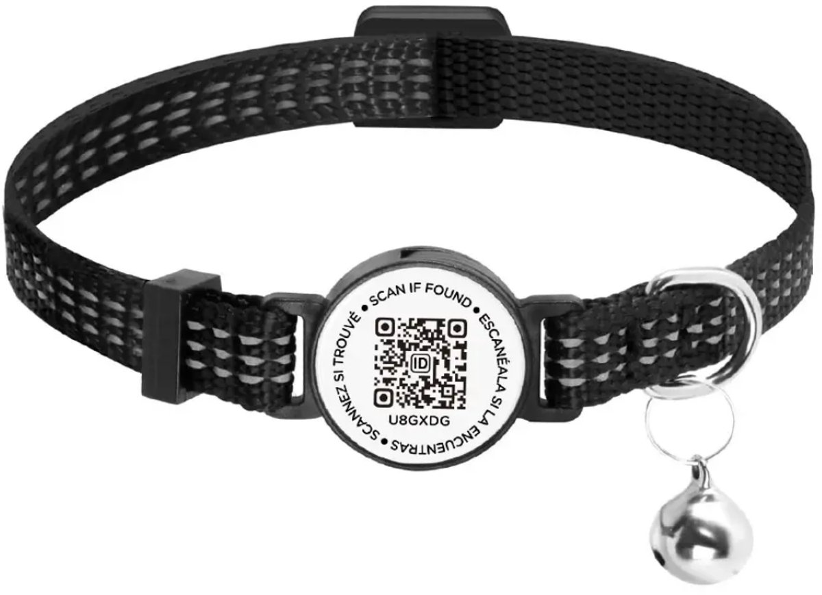 Zwarte Halsband Met QR Penning Voor Poes of Pup - Krijg Je huisdier Snel Terug bij Vermissing