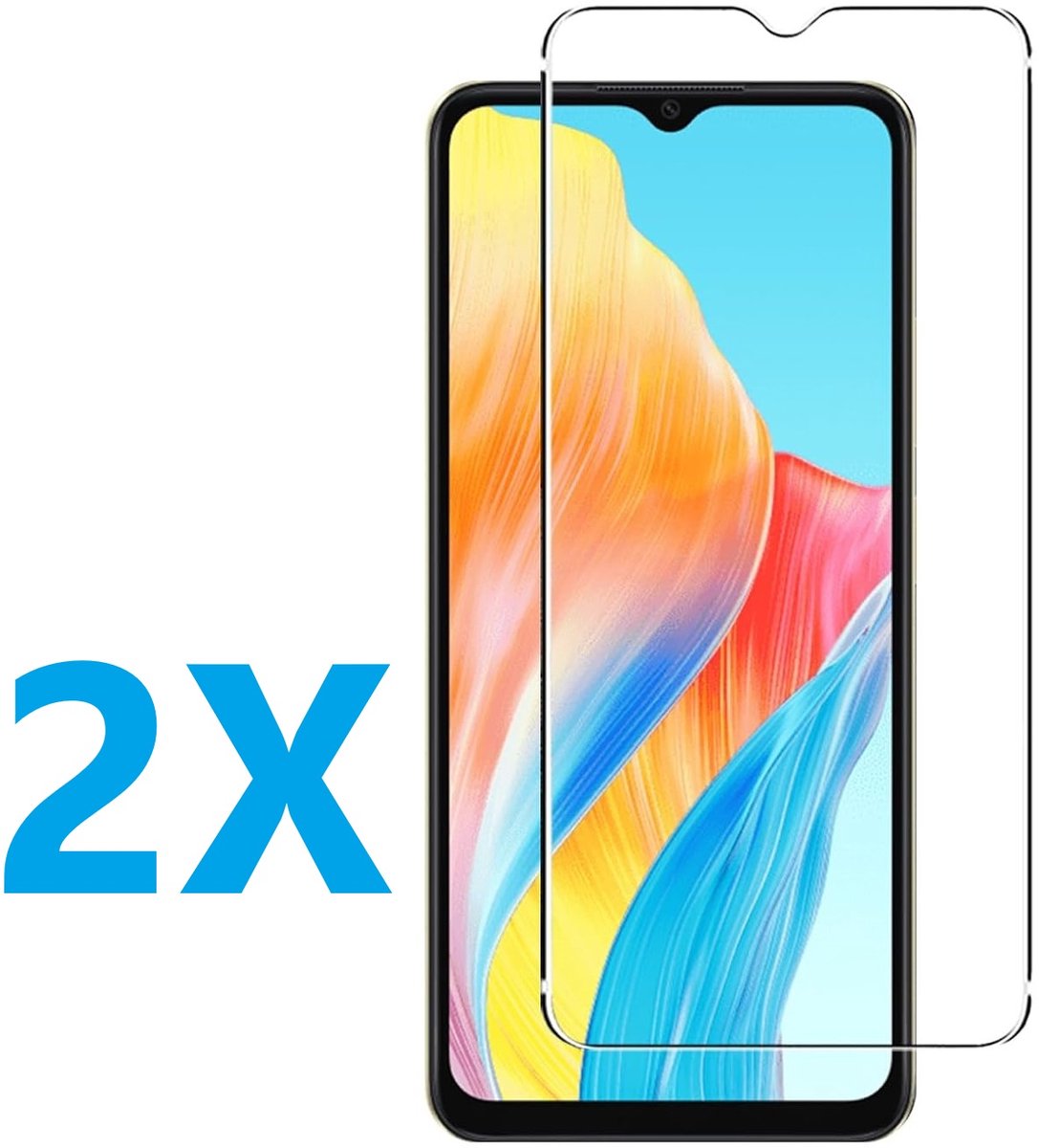 Screenprotector Glas - Tempered Glass Screen Protector Geschikt voor: Oppo A58 5G - 2x