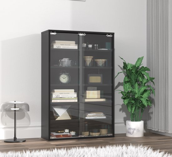 Vitrine - armoire à compartiments - armoire de rangement - 12 compartiments avec portes coulissantes