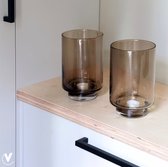 Lanterne cylindrique en verre fumé sur pied – Ø14 x H21 cm – Glas taupe – Vase et lanterne en Verres – Design moderne – Décoration d'intérieur de Luxe