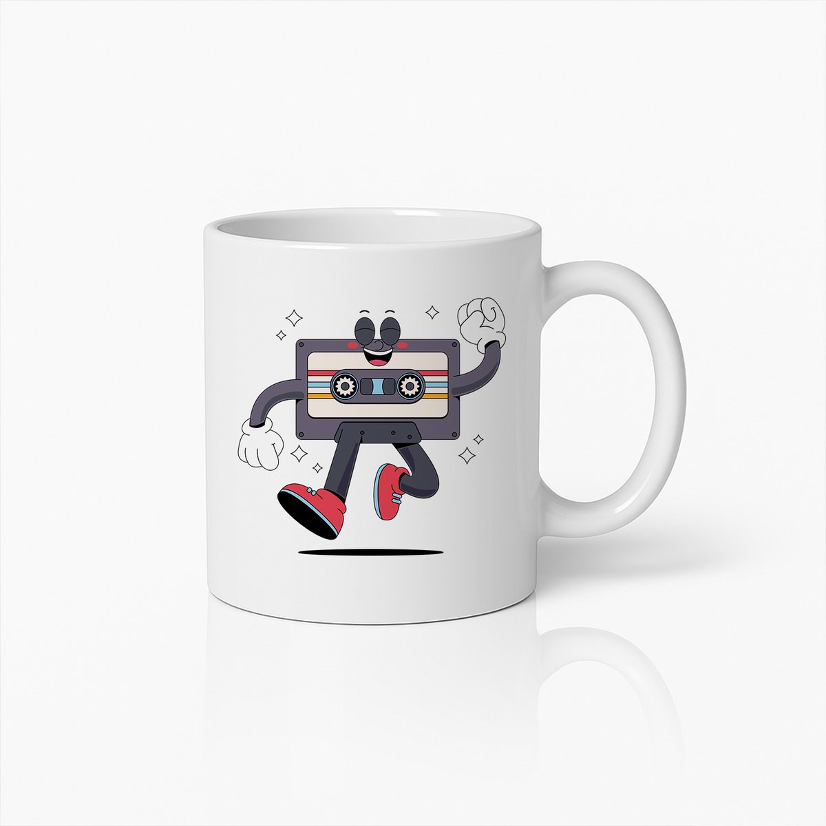 Retro Dansende Cassetteband Mok – Vintage Muziekliefhebber Koffiebeker