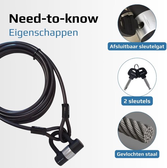 Maxx-Locks Oban Kabelslot 3 meter - Staalkabel met Lussen en Slot - Bootslot - Ook Geschikt voor Tuinmeubel of Terras - 12 mm van Maxx — afbeelding 3