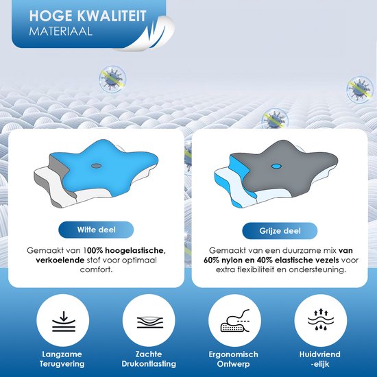 Maqi Living® Hoofdkussen Memory Foam voor Nekklachten Dreamora – Orthopedisch & Ergonomisch kussen - Geschikt voor rug-, zij- en buikslapers - Traagschuim - Wit