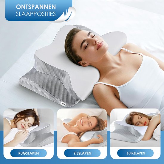 Maqi Living® Hoofdkussen Memory Foam voor Nekklachten Dreamora – Orthopedisch & Ergonomisch kussen - Geschikt voor rug-, zij- en buikslapers - Traagschuim - Wit
