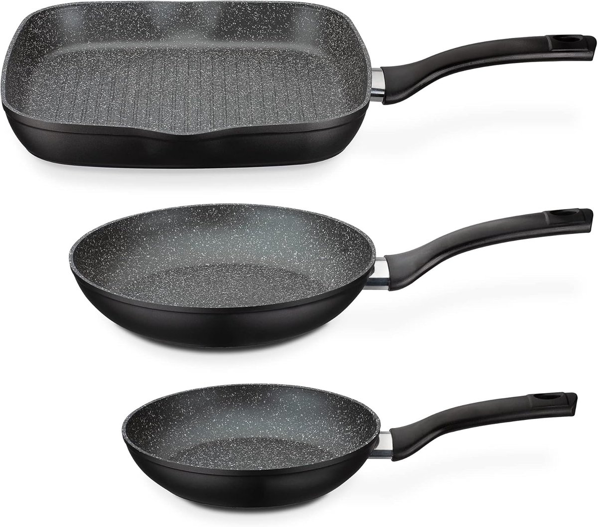 Gourmet Granit Pannenset - Hoogwaardige Pannen - 3-delig - Aluminium