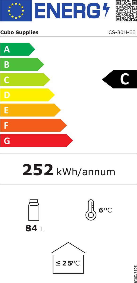 Cubo Tafelmodel Barkoelkast 84L - 1 Scharnierende Glazen Deur - Energiezuinig - CS-80H-EE van Cubo — afbeelding 2