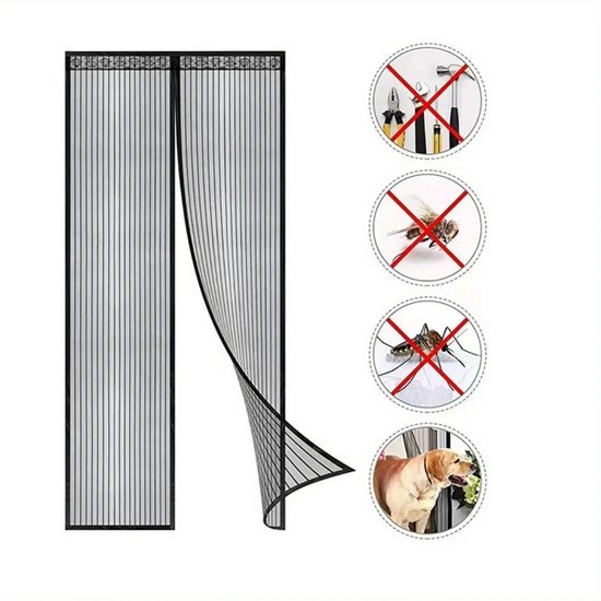 Magnetisch klamboe voor deur deurhor zelfklevend Grijs 225x225cm Heavy