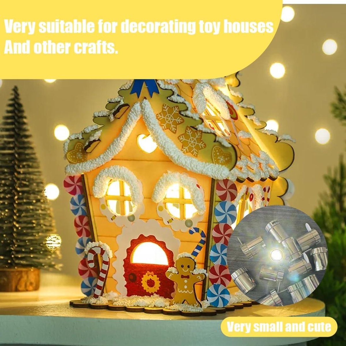 Mini Lampes LED Multicolores - Lot De 20 Avec Piles Et 50 Pastilles Adhésives - DIY, Déco, Maison De Poupée, Fête - 14
