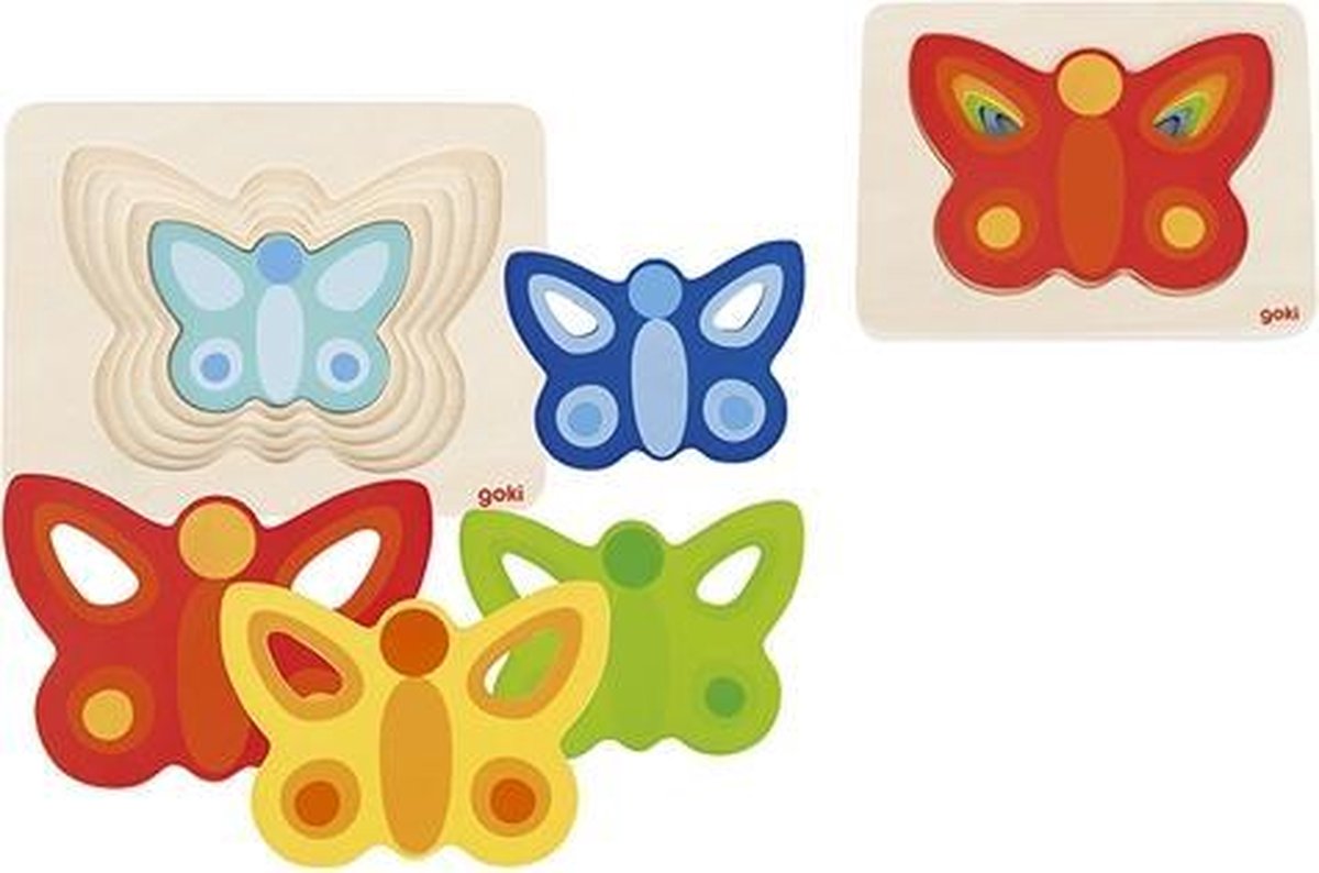 Goki lagenpuzzel vlinder, 5 lagen afbeelding