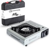 Hikemeister ® camping kooktoestel 1 pit 2200 KW draagbaar in mat grijs met Nederlandse beschrijving en CE