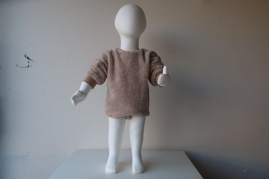 Teddy Baby Romper Beige– Lange Mouw – Zachte Teddy Fleece – Unisex Baby Pakje – 3-6 Maanden