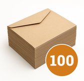 100x Bruine Kraft Enveloppen Manilla C6 Formaat - 114 x 162 mm - Gerecycled Papier - Duurzame Keuze - Envelop A6