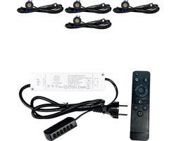 TrueLED Compact Black - Inbouw LED Spot Dimbaar voor Overkapping - IP65 Verlichting voor Veranda - Complete set van 4 LED Spots