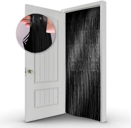 Backdrop Deurgordijn Gordijn Zwart Verjaardag Halloween Feest Versiering Deur Folie Gordijn Versiering - 100*200 Cm