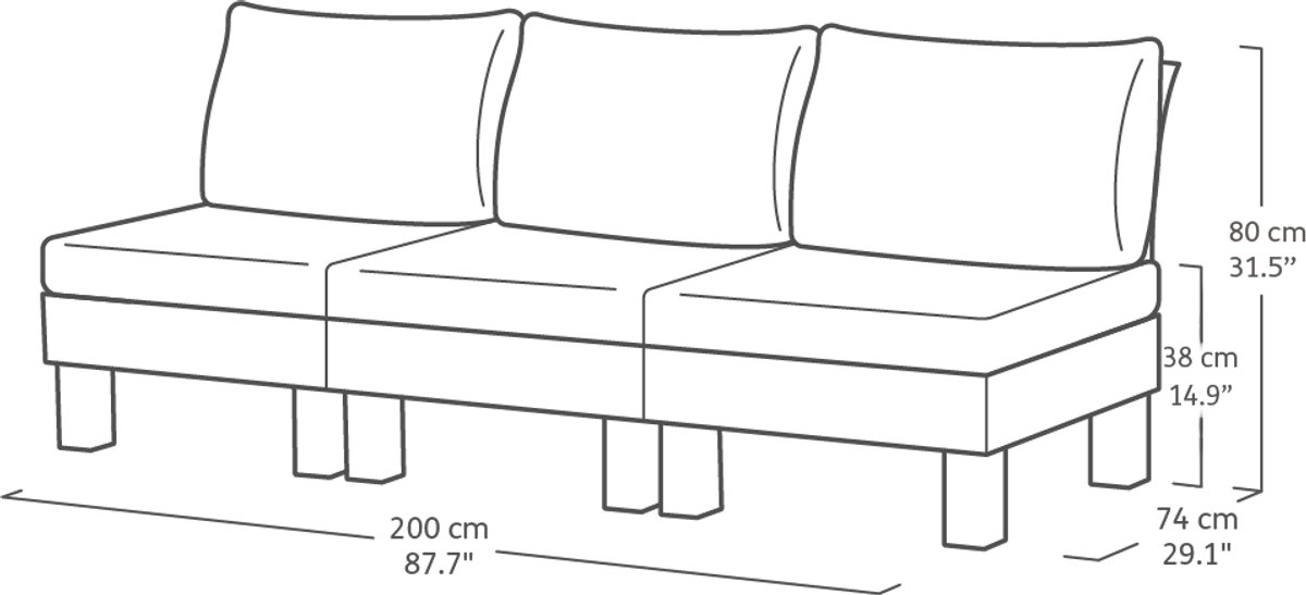 Keter Loungeset 6 personen - modulair kunststof met groene kussens thumbnail 3