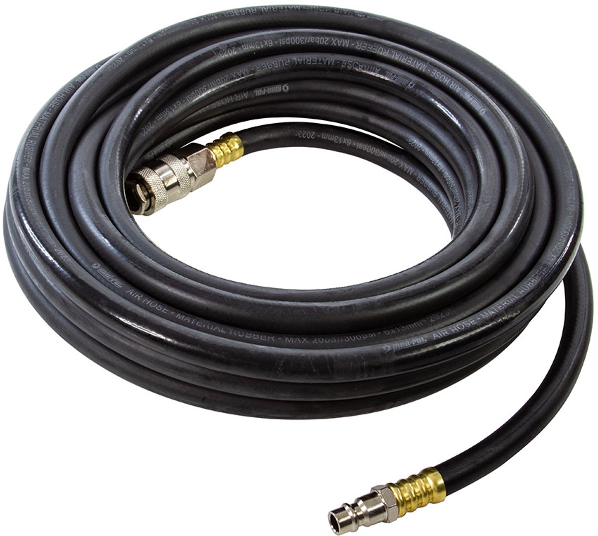 Professionele rubber persluchtslang met snelkoppelingen - 6 x 13 mm ( 10 meter )