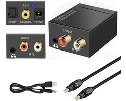Delmark Digitaal naar Analoog Audio Converter - Toslink naar RCA of AUX hoofdtelefoon 3.5mm jack - Coax naar RCA