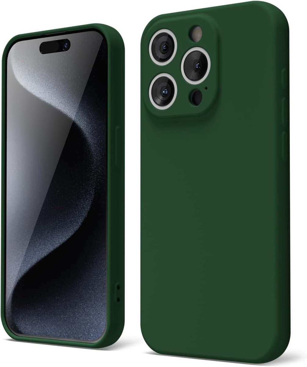 Shockproof Backcover - Liquid Silicone Soft Hoesje - Geschikt voor: iPhone 14 - Donkergroen
