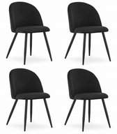 Bol.com Set van 4 Stoelen BELLO - Zwart Velvet Zwarte Metalen Poten Modern Design en Uitstekend Zitcomfort voor Woonkamer Slaapk... aanbieding