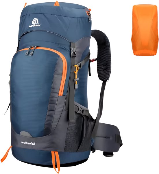 CarryQuest® - 65L - Backpacks - Backpack - Rugzak - Outdoor - Klimmen - Wandelen - Trekking - Lichtblauw - Waterbestendig - Duurzaam - Regenhoes - Drinksysteem - Comfort - Ventilatie - Verstelbaar - Mesh - Nylon - 65 Liter - Backpack Organizer