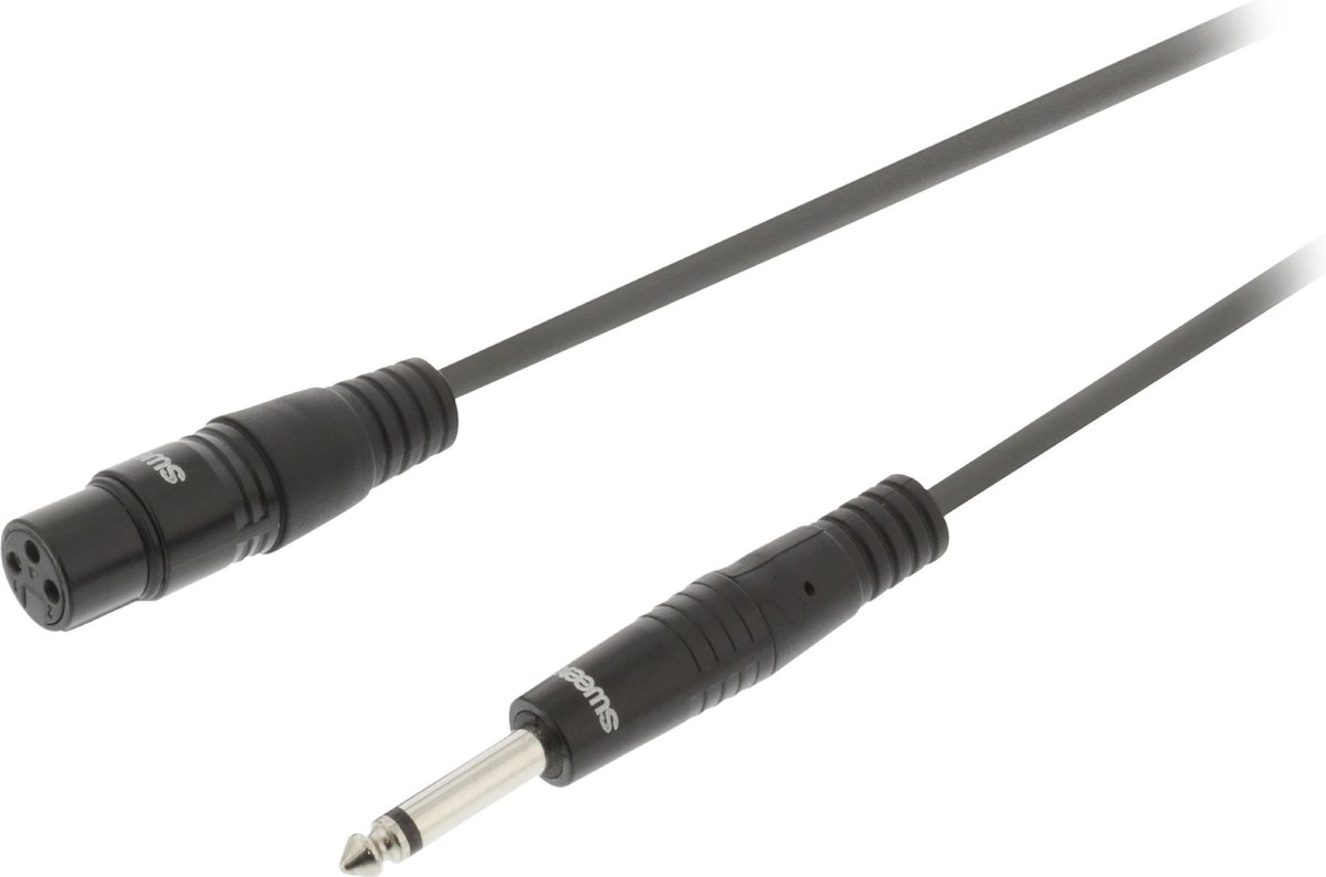Sweex XLR (v) - 6,35mm Jack mono (m) audiokabel - 3 meter