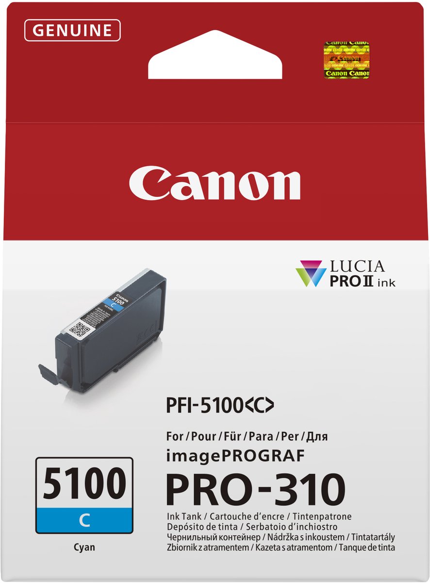 Canon PFI-5100 C Cyaan Inkt voor Prograf Pro 310