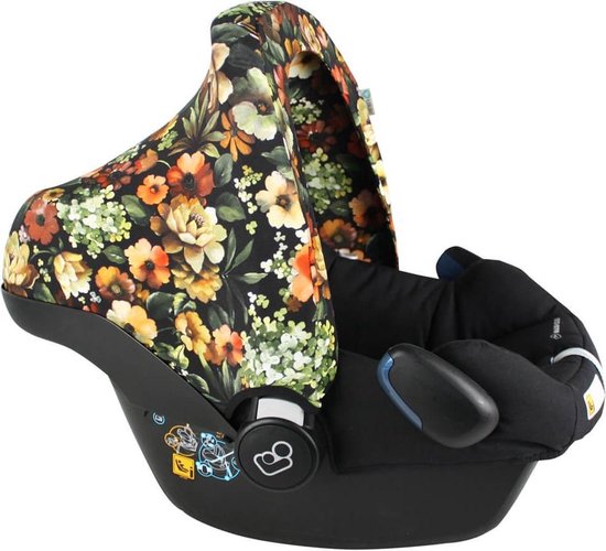geboorte draagbaar Klik Ukje Zonnekap voor Maxi-Cosi Cabriofix Pebble – UV 50+ - Zwart bloemen |  bol.com