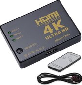 HDMI schakelaar 3 naar 1 / met afstandsbediening en IR extender - versie 1.4 (4K 30Hz)