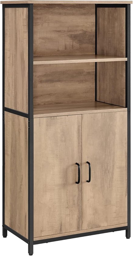 Witte Hoge Keukenkast met Glazen Deuren, 4 Lades en Werkblad – 180x80x