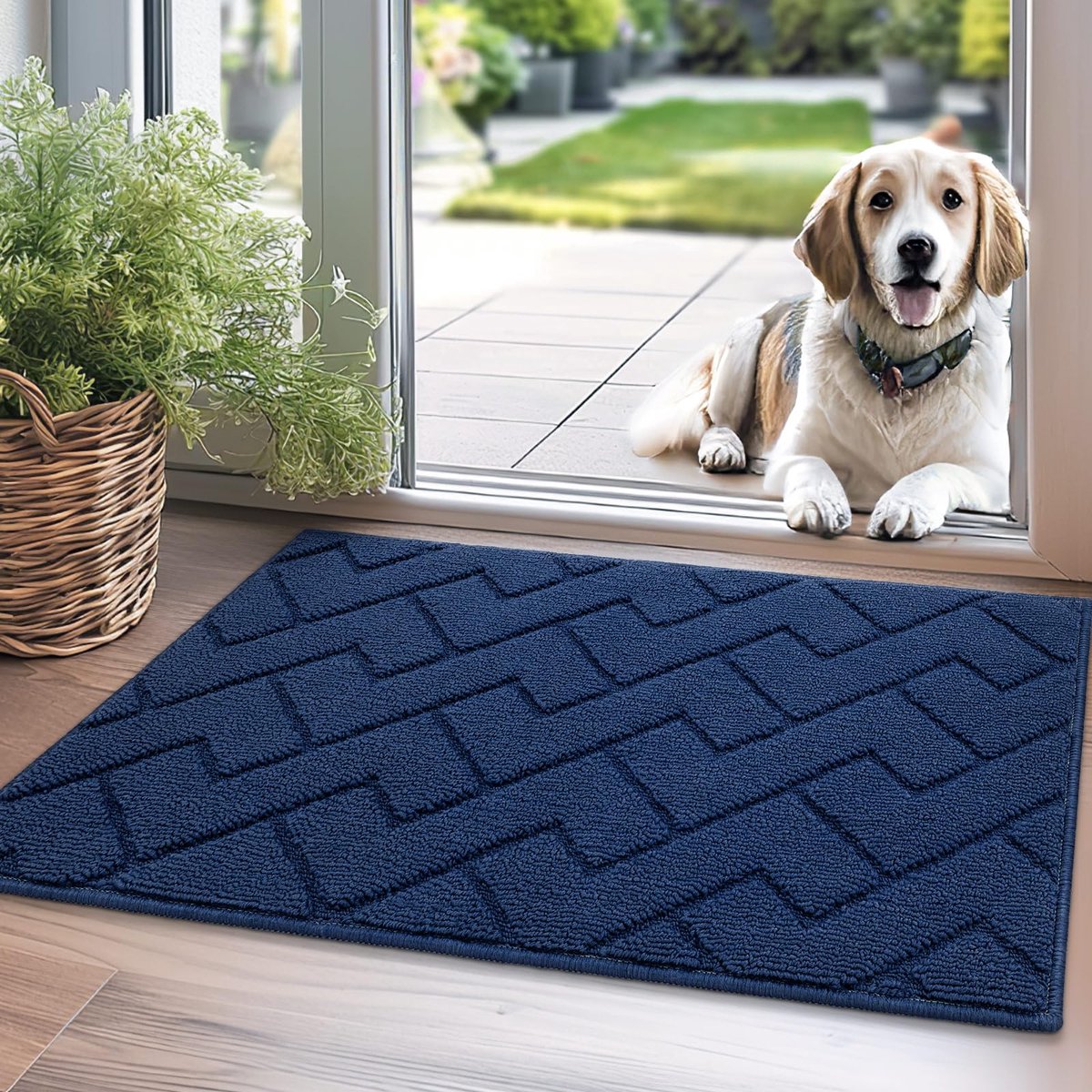 Unyqoos ® Superieure Wasbare Deurmat voor Binnen en Buiten met Antislip en Absorberende Eigenschappen blauw