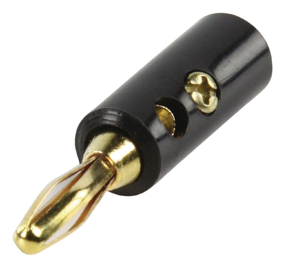 Banaan connector voor luidsprekerkabel tot 4 mm - verguld / zwart