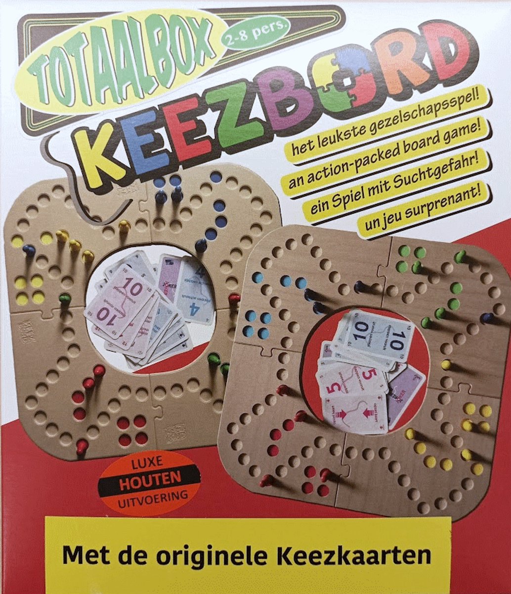 Keezbord Totaalbox Keezenspel en Tokkenspel - Houten Bordspel - 2 tot 8 Personen