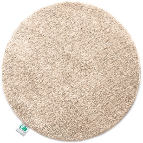FLOORDIREKT Sky Badmat - Ronde Baddeken - Dichte, Pluizige Feel-Good Factor voor je huis - Antislip & Wasbare - Getest op Schadelijke Stoffen - Diameter : 120 cm - Beige