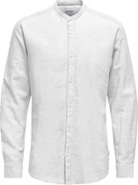 Only & Sons Chemise Onscaiden Ls Solid Linen Mao Shirt 22019173 White Homme Taille - M