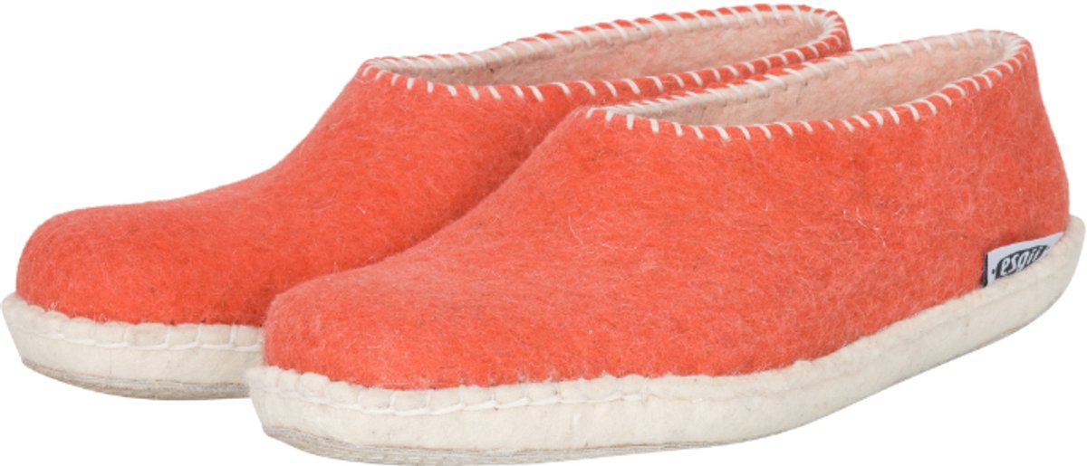 Vilten dames sloffen Stitch grapefruit Colour:Oranjerood/ Ecru Size:39.5