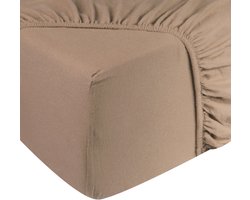 DoubleDry Jersey Stretch Hoeslaken - 100% Katoen - Tweepersoons 140x200 cm - 25cm Matrasdikte - Rondom Elastiek - Beige