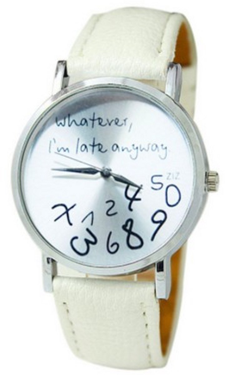 Hidzo Horloge Panda ø 37 mm - Wit - Kunstleer