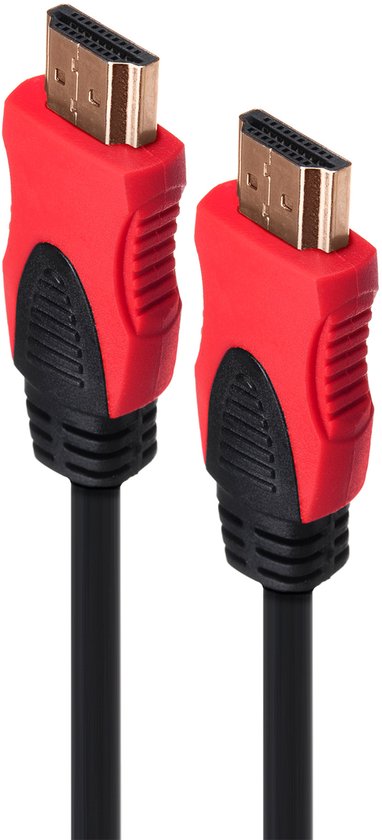 Twee HDMI 2.0 kabels met rode en zwarte connectoren.