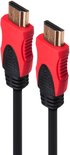 Twee HDMI 2.0 kabels met rode en zwarte connectoren.